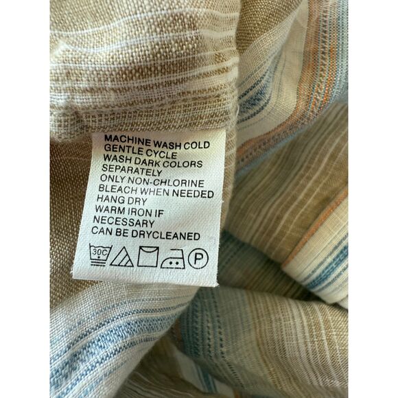 Tommy Bahama 100% Linen Men's Neutral Button Down Short Sleeve Shirt Size Small - Picture 5 of 6